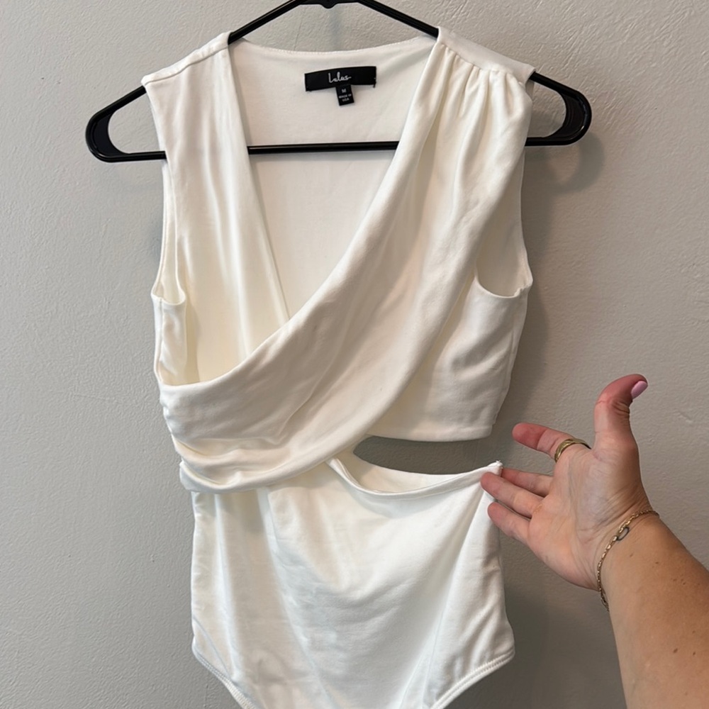 Lulu's Cream Sleeveless Wrap Bodysuit